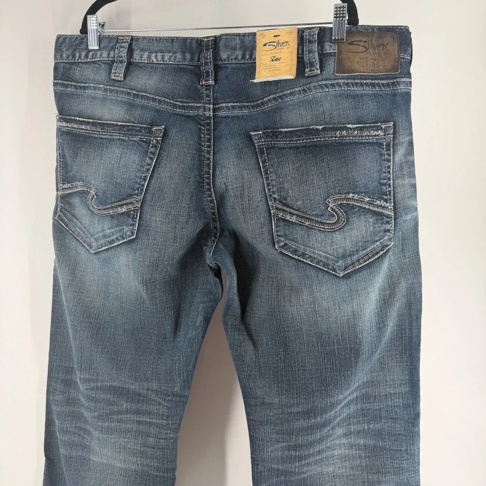 Silver Jeans Co Zac Relaxed Fit Straight Leg Jeans Blue W40 L30 M42408RAS301